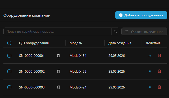 Управление и добавление оборудования